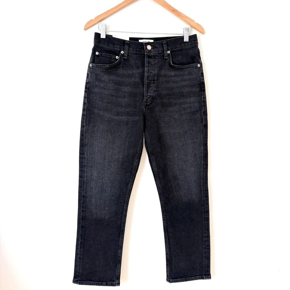 NWT AGOLDE Riley High Rise Straight Jeans Black Womens Size 29 Inseam 26" - Picture 2 of 10
